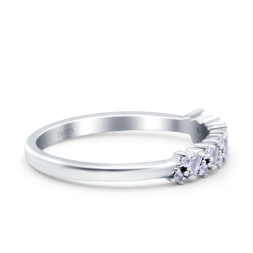 Cluster Half Eternity Baguette Ring Wedding Band Pave Simulated CZ 925 Sterling Silver (3mm)